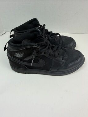 NIKE AIR JORDAN 1 MID (TD) BLACK BASKETBALL SHOES KIDS Sz 2Y [640734-050]